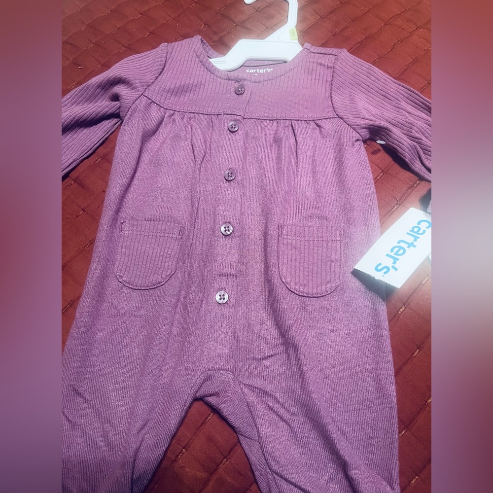 Gerber Purple Rib-Knit Baby Footie One-Piece